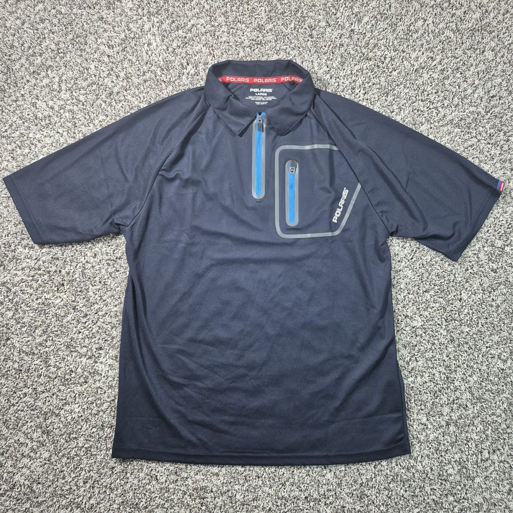 Polaris Polo Shirt Mens Large Blue‎ Stretch Performance Outdoor Short Sleeve